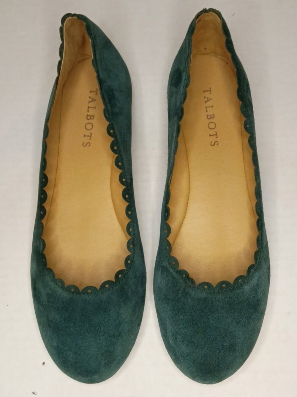 Talbots Penelope Teal Suede Scalloped Ballet Flats Size Women's 6.5M - Picture 2 of 10